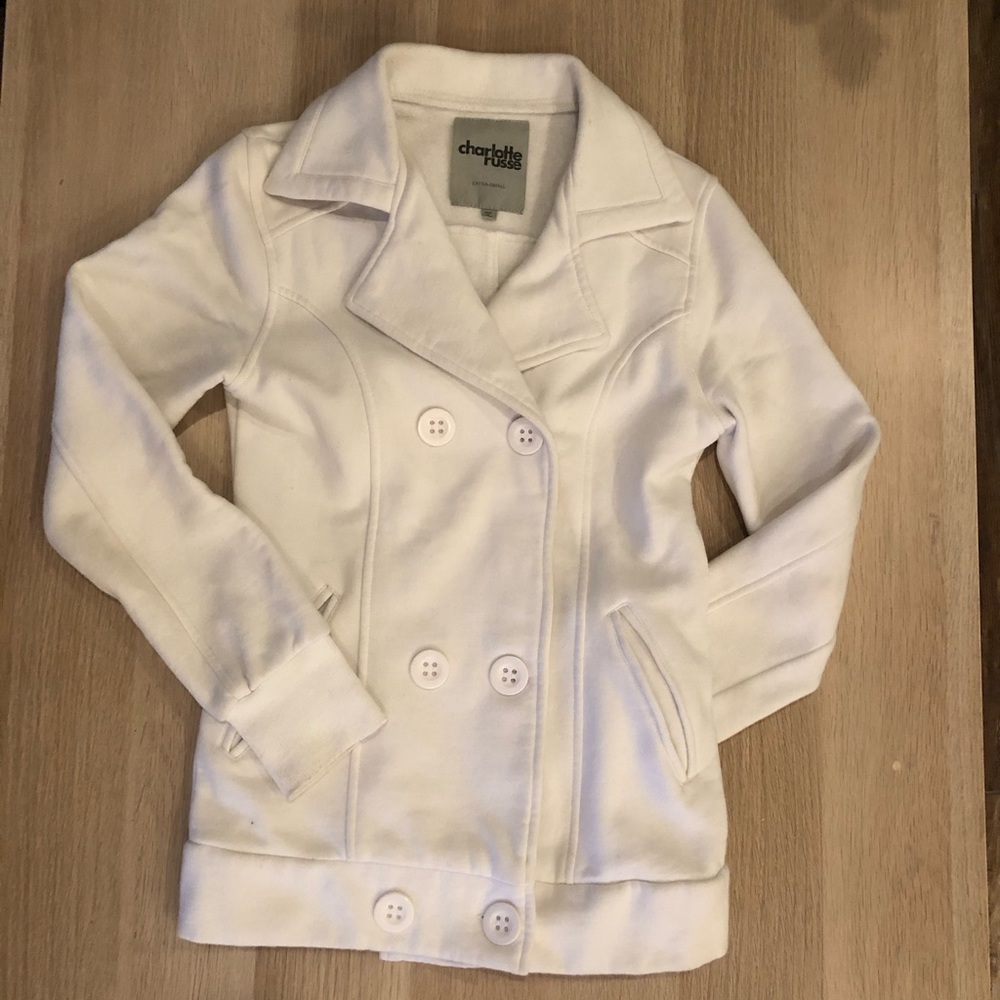 Fleece lined white cotton blazer